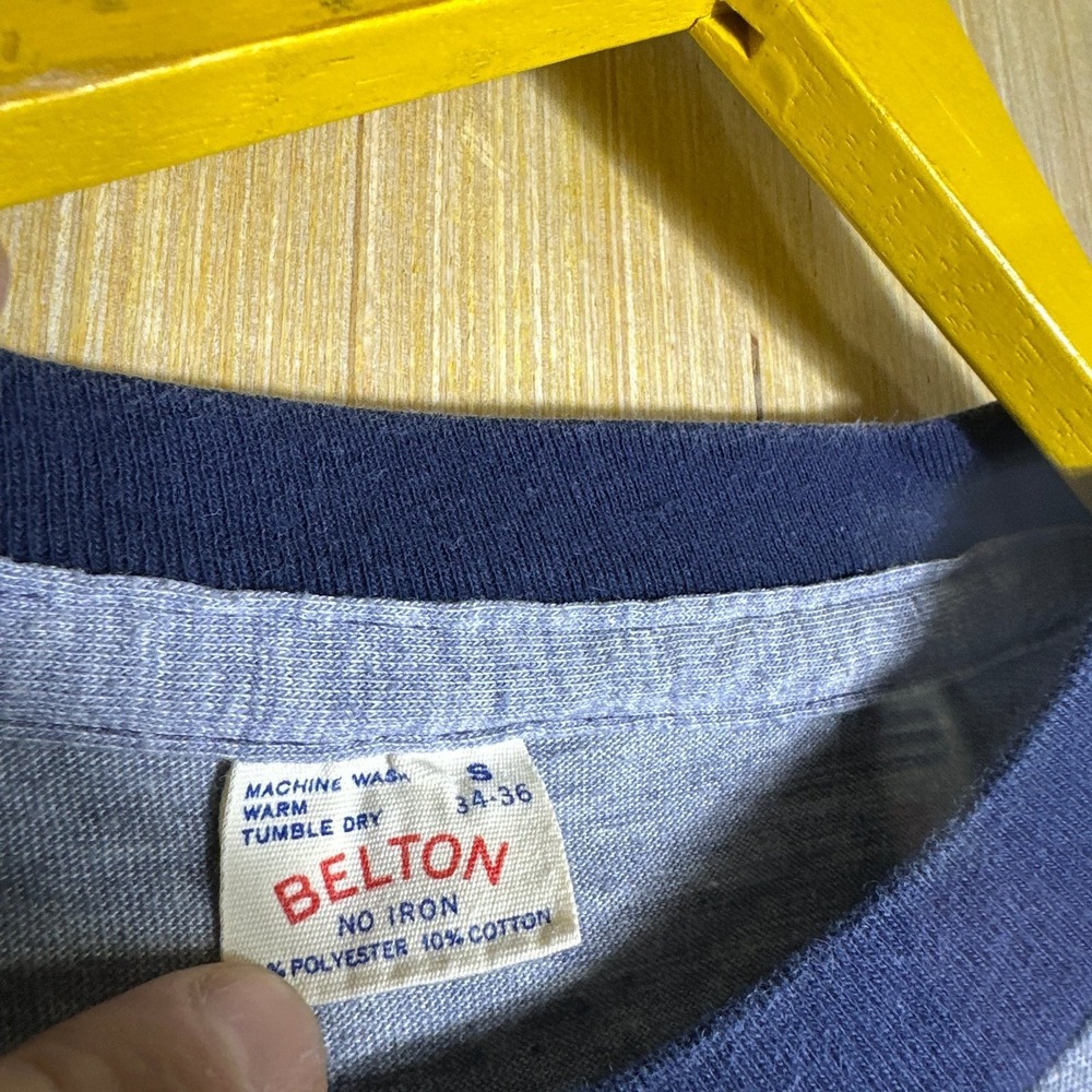 Vintage 70s Belton Shirt Men's Medium Blue Blank Made In Usa 24.5X14 - Picture 5 of 12